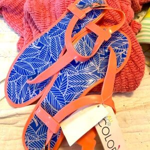 All for Color coral color sandals NWT